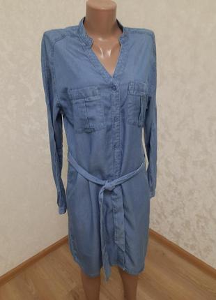 Новое актуальное джинсовое прямое платье рубашка лиоцелл4 фото