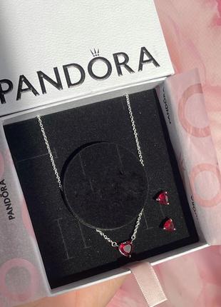 Pandora набір комплект сережки кульчики каблучка перстень підвіска