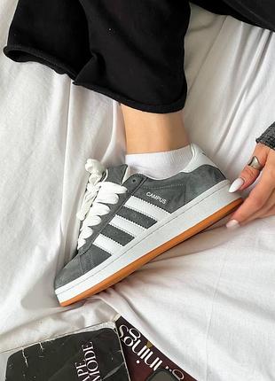 Крутые женские кроссовки adidas campus 00s grey core серые