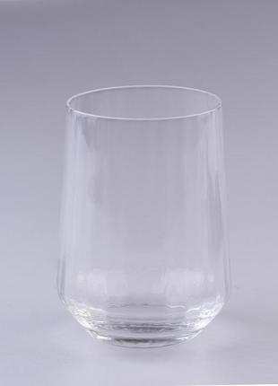 Склянка для напоїв висока фігурна прозора ребриста з скла набір 6 шт