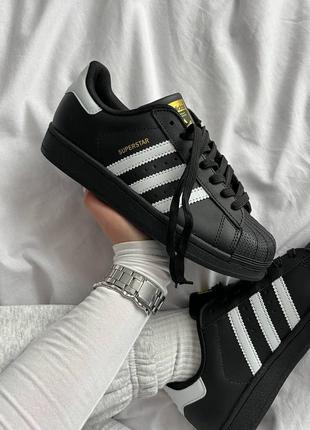 Кроссовки adidas superstar 'core black white'