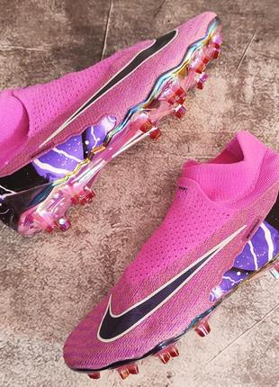 Футбольные бутсы nike phantom gx fg копы для футбола найк фанотом с носком без шнурков7 фото