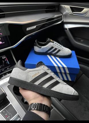 Мужские кроссовки adidas originals gazelle gray black