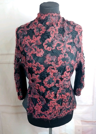 Кофта із натуральної шкіри і гіпюру