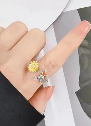 Нержавеющее кольцо-спиннер антистресс цветок бабочка бабка3 фото