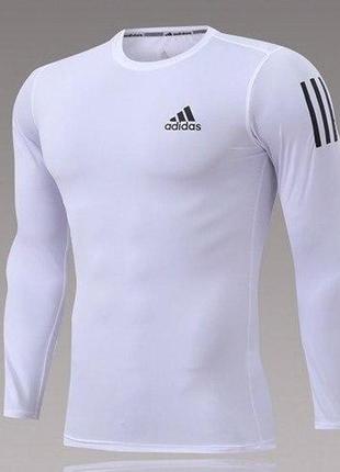 Мужская белая термокофта adidas techfit compression термобелье термосветр для мужчины адидас