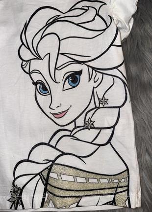 Прикольна бавовняна футболка frozen крижане серце для дівчинки 3/4р disney3 фото