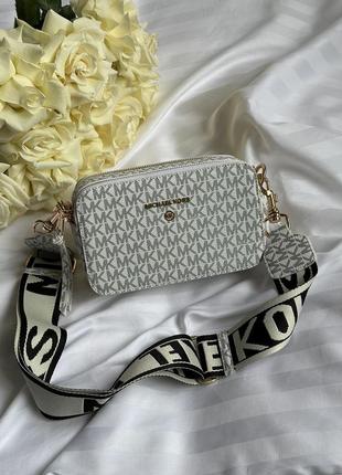 Сумка кросс боди michael kors snapshot white2 фото