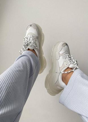 😍🔥balenciaga triple s cream white clear sole9 фото