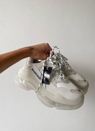 😍🔥balenciaga triple s cream white clear sole5 фото