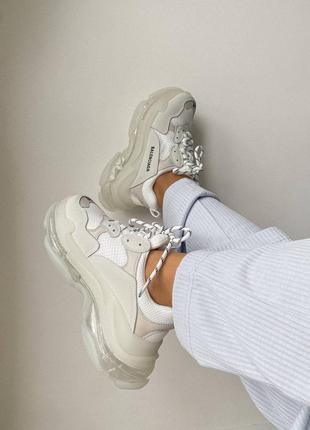 😍🔥balenciaga triple s cream white clear sole10 фото