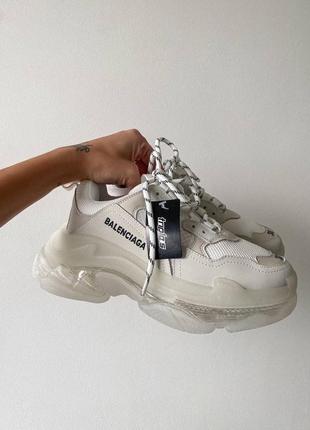 😍🔥balenciaga triple s cream white clear sole6 фото