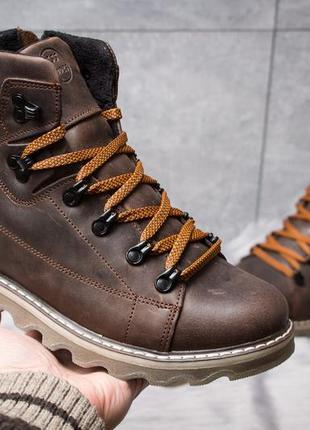Ботинки кожаные зимние cat limpression rider nubuck brown
