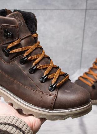 Ботинки кожаные зимние cat rider nubuck brown