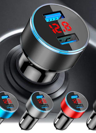 Універсальний автомобільний зарядний пристрій 3.1а, з вольтметром