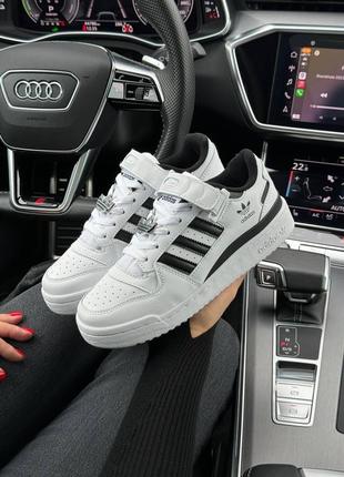 🔥 женские кроссовки originals forum 84 low new all white black / адидас форум лоу / черно белые кроссы адидас на весну, лето, осень на липучках