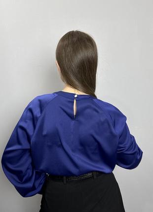 Блуза женская дизайнерская синяя на пуговицах однотонная modna kazka mkjl307024 фото