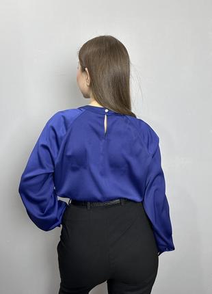 Блуза женская дизайнерская синяя на пуговицах однотонная modna kazka mkjl307023 фото