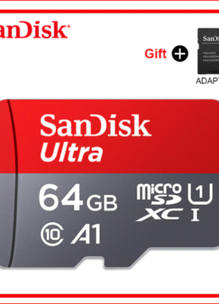 Картка пам'яті original sandisk micro sd, клас10, 64 гб + адаптер1 фото