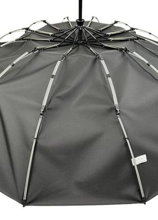 Класична чоловіча парасоля-автомат "три слона" на 12 потрійних спиць, чорний, 07563-14 фото