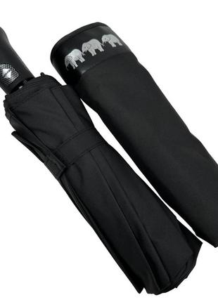 Класический мужской зонт-автомат "три слона" на 12 тройных спиц, черный, 07563-1