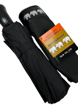 Класична чоловіча парасоля-автомат "три слона" на 12 потрійних спиць, чорний, 07563-12 фото