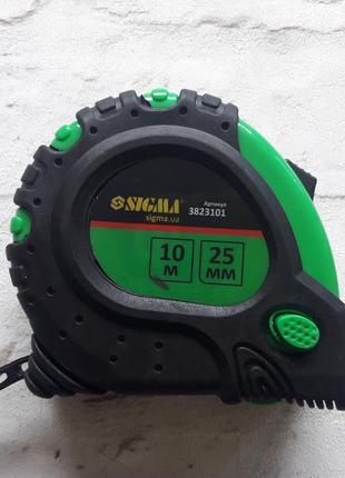 Рулетка магнітна фіксатор + гальмо 10м×25мм sigma