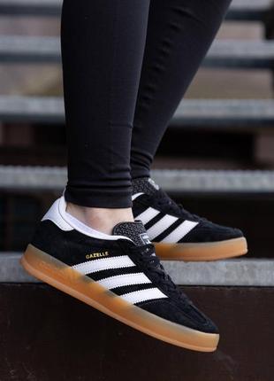 Adidas gazelle black white9 фото