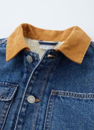 В наявності класнюча утеплена джинсова куртка шерпа zara.6 фото