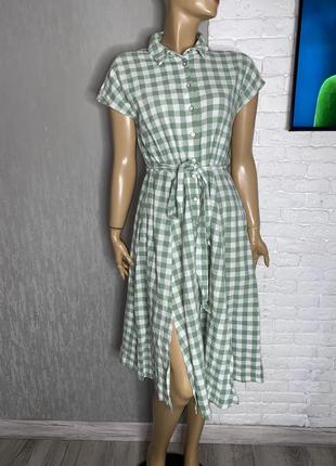 Винтажное платье миди с перламутровыми пуговицами платья в клетку винтаж lounche, xl