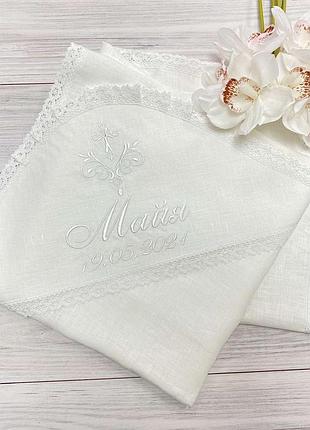 Льняна крижма для хрещення "таїнство"100*100см