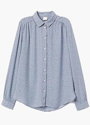 Голубая женская рубашка h&amp;m рубашка с принтом серая