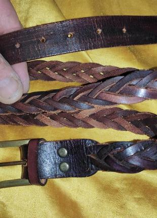 Стильный кожаный ремень пояс плетенка.f&amp;f.86 см.