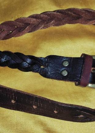 Стильный кожаный ремень пояс плетенка.f&amp;f.86 см.4 фото