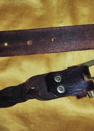Стильный кожаный ремень пояс плетенка.f&amp;f.86 см.5 фото