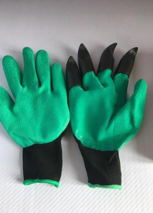 Садові рукавички garden gloves із пластиковими наконечниками3 фото