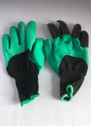 Садові рукавички garden gloves із пластиковими наконечниками7 фото