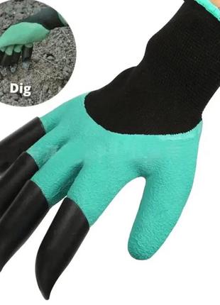Садові рукавички garden gloves із пластиковими наконечниками1 фото