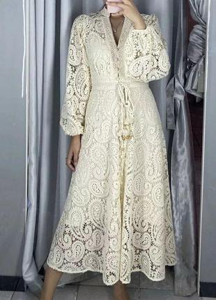 Гламурна вишукана пастельна мереживна сукня плаття макраме в стилі zimmerman2 фото