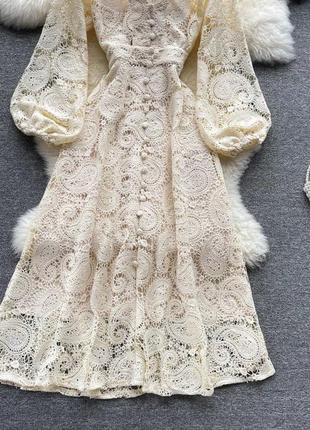 Гламурна вишукана пастельна мереживна сукня плаття макраме в стилі zimmerman5 фото