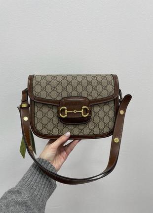 Сумка gucci horsebit 1955 shoulder bag grey/brown5 фото