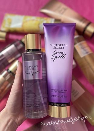 Набір парфумований спрей та лосьйон victoria’s secret love spell оригінал міст спрей vs