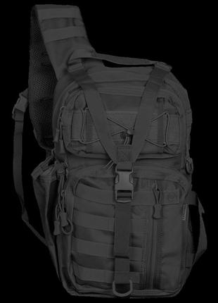Однолямковий тактичний рюкзак із прихованим відділенням зброї camotec tcb black, військовий рюкзак 20 л