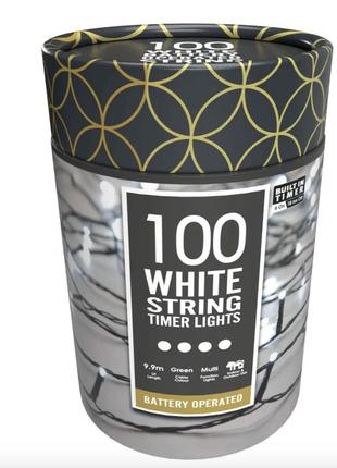 Струнные светильники таймера с батарейным питанием - 100 белых светодиодных ламп - длина свинца 0,3 м