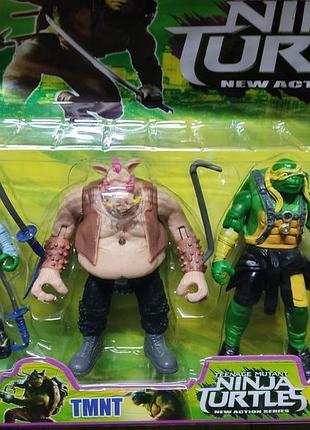 Набір черепашок черепашки ніндзя рокстеді та бібоп ninja turtles 16 см 2