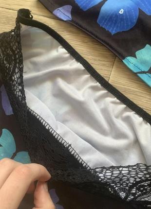 Чорний комплект піжама для дому та сну майка шорти з метеликами6 фото
