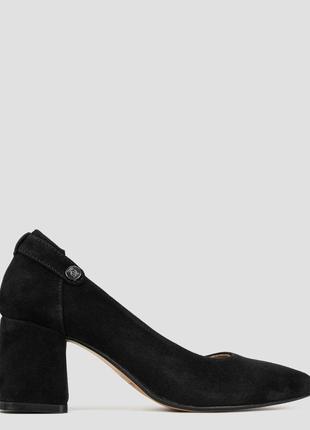 Туфли-лодочки женские  чёрные натуральная замша украина  alromaro - размер 36 (22 см)  (модель: