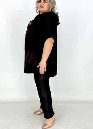 Красивий жіночий брючний костюм з масла з накаткою з камінців з 58 по 76 розмір2 фото
