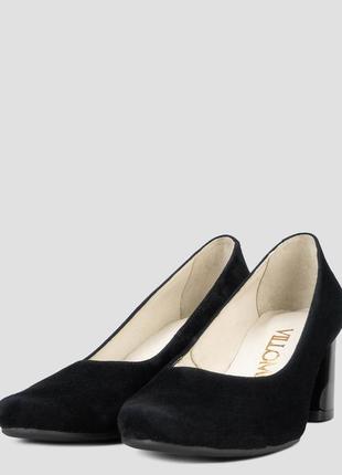 Туфли-лодочки женские  чёрные натуральная замша украина  vm villomi - размер 36 (23,3 см)  (модель:3 фото