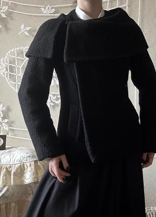 Пальто укороченное кейп асимметричное дизайнерское винтаж ретро шерсть